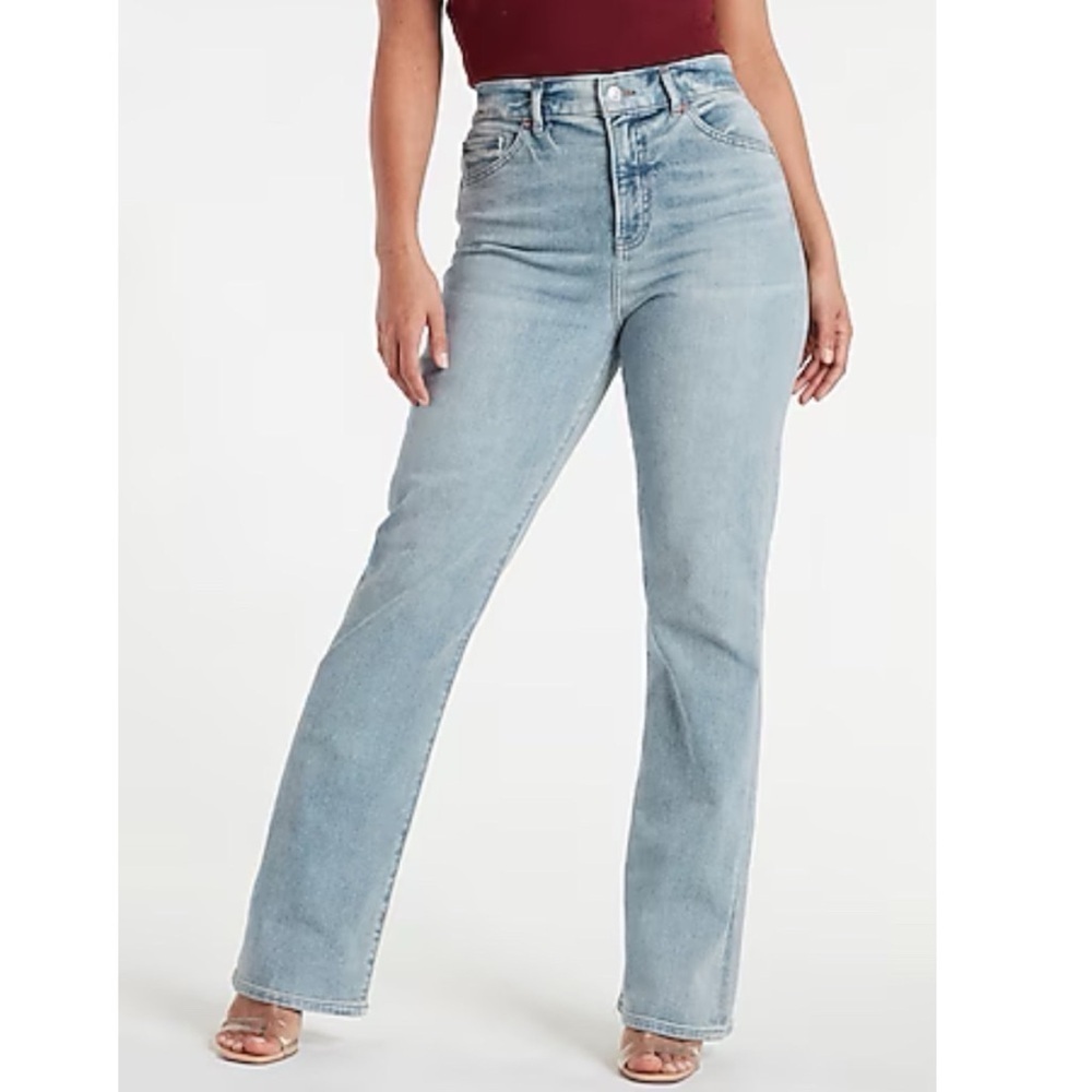 Express 90s Bootcut High Rise Light Wash Denim Blue Jeans Women’s Size 0